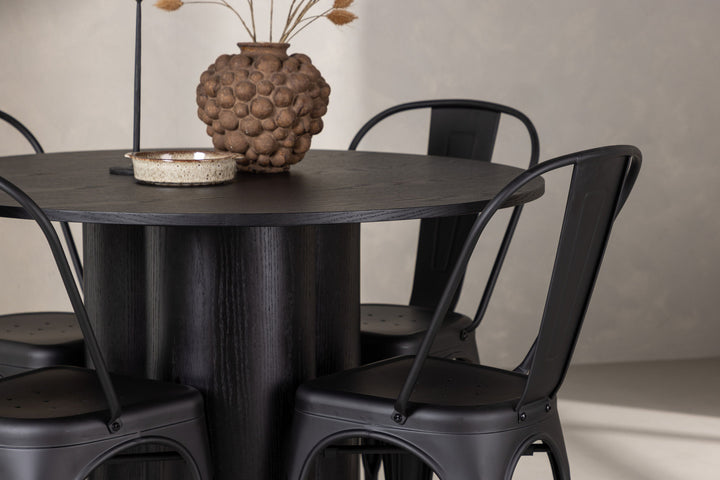 Venture Home OliviaDiningTable-Black/BlackVeneer+TempeDiningChair-Matteblack/Metal_4