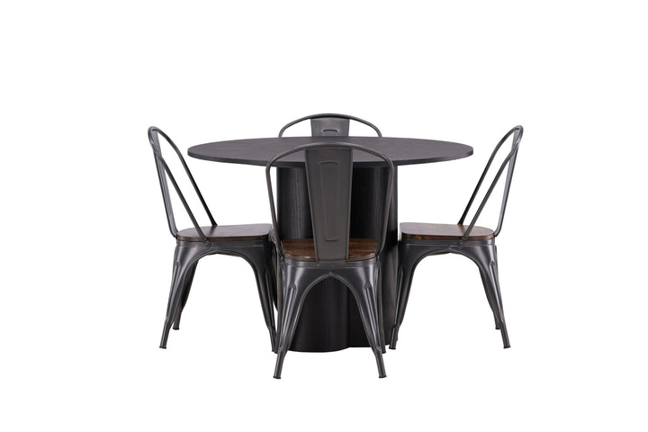 Venture Home OliviaDiningTable-Black/BlackVeneer+TempeDiningChair-Darkgrey/DarkBrownMDF_4