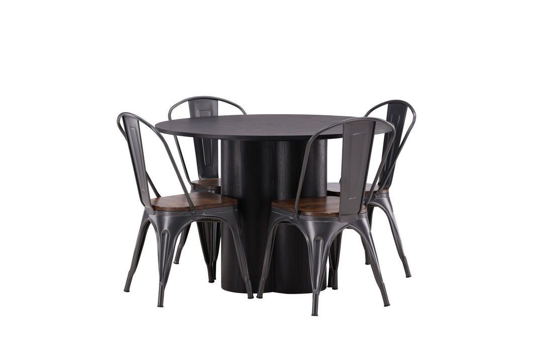 Venture Home OliviaDiningTable-Black/BlackVeneer+TempeDiningChair-Darkgrey/DarkBrownMDF_4