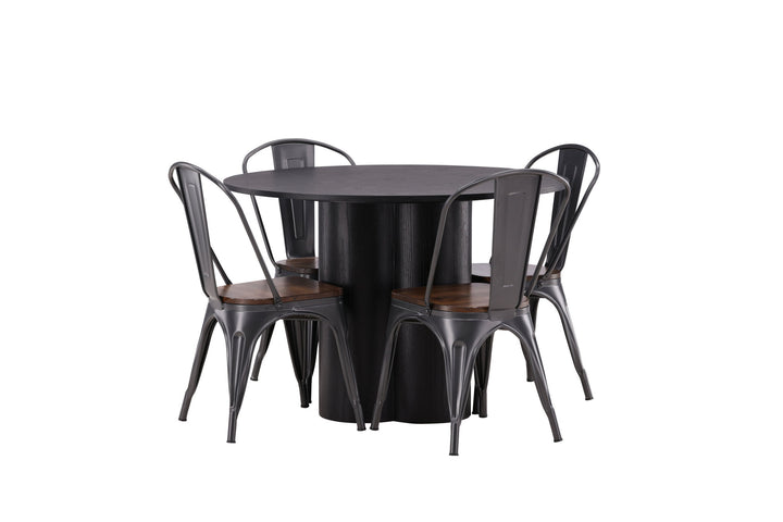 Venture Home OliviaDiningTable-Black/BlackVeneer+TempeDiningChair-Darkgrey/DarkBrownMDF_4