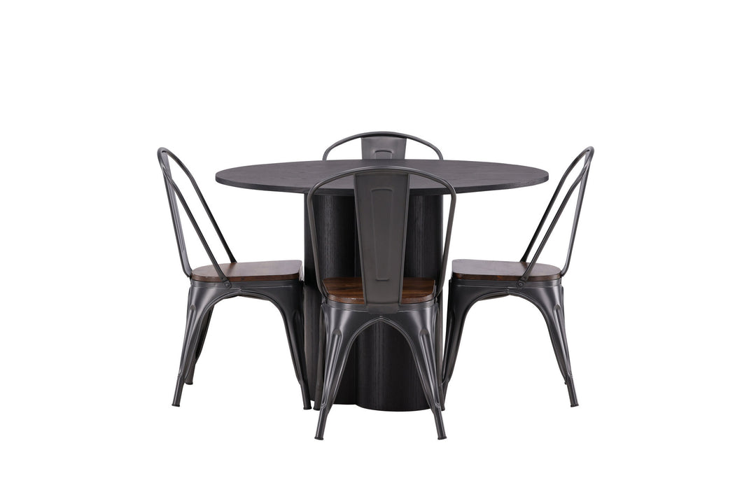 Venture Home OliviaDiningTable-Black/BlackVeneer+TempeDiningChair-Darkgrey/DarkBrownMDF_4