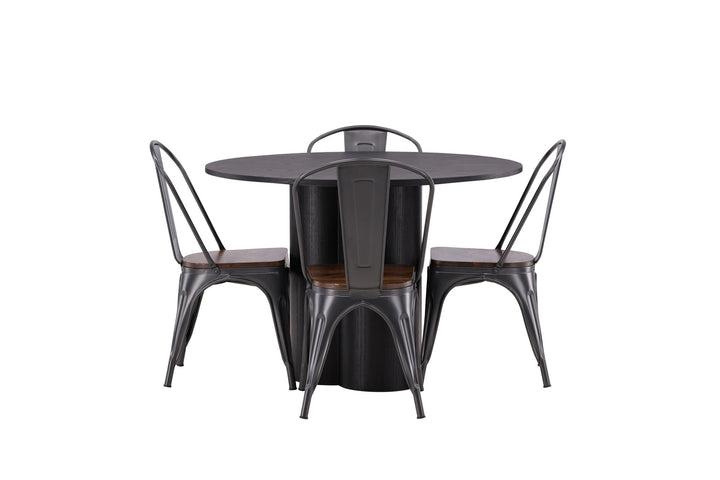 Venture Home OliviaDiningTable-Black/BlackVeneer+TempeDiningChair-Darkgrey/DarkBrownMDF_4