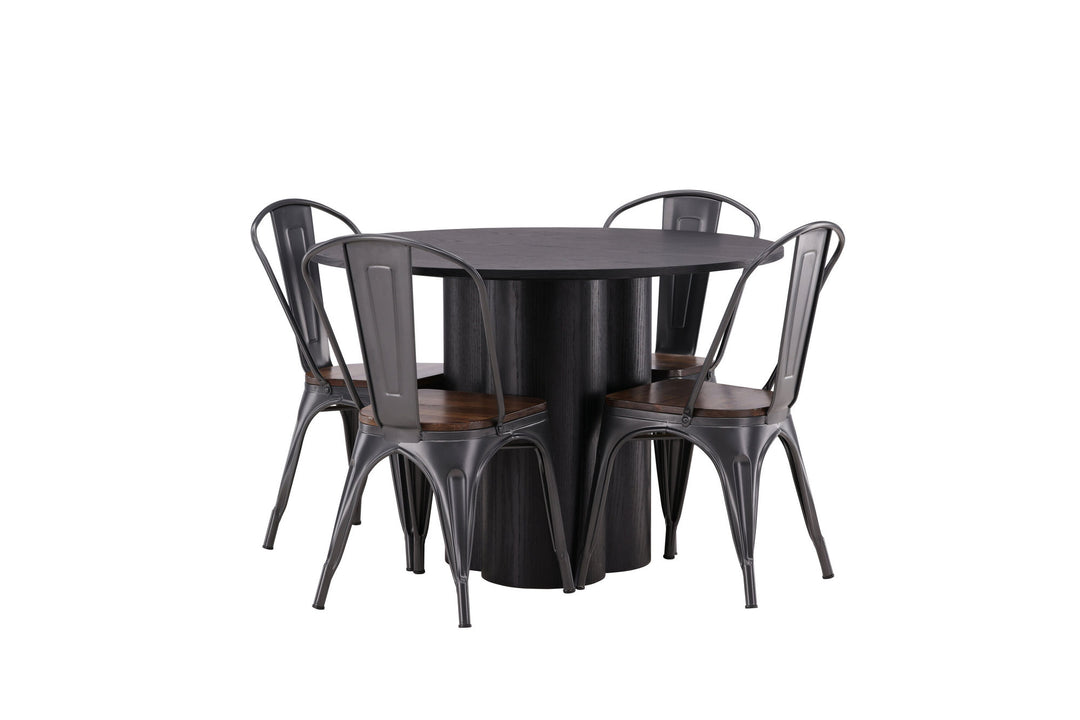 Venture Home OliviaDiningTable-Black/BlackVeneer+TempeDiningChair-Darkgrey/DarkBrownMDF_4