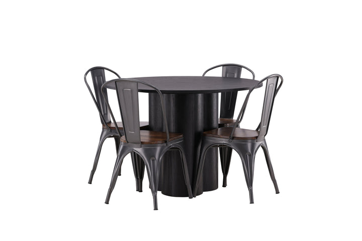 Venture Home OliviaDiningTable-Black/BlackVeneer+TempeDiningChair-Darkgrey/DarkBrownMDF_4