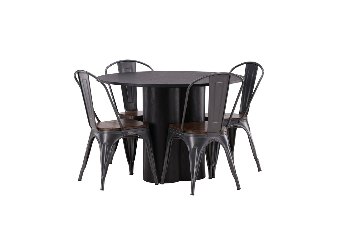 Venture Home OliviaDiningTable-Black/BlackVeneer+TempeDiningChair-Darkgrey/DarkBrownMDF_4