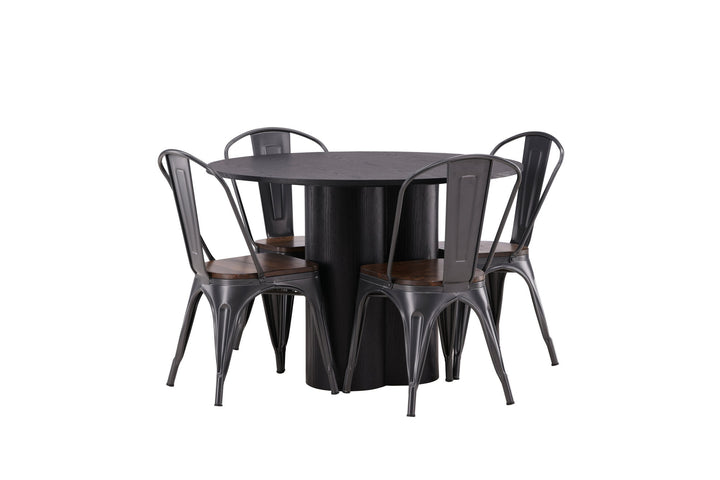 Venture Home OliviaDiningTable-Black/BlackVeneer+TempeDiningChair-Darkgrey/DarkBrownMDF_4