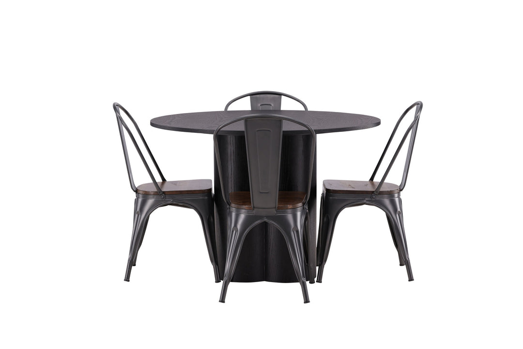 Venture Home OliviaDiningTable-Black/BlackVeneer+TempeDiningChair-Darkgrey/DarkBrownMDF_4