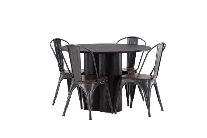 Venture Home OliviaDiningTable-Black/BlackVeneer+TempeDiningChair-Darkgrey/DarkBrownMDF_4