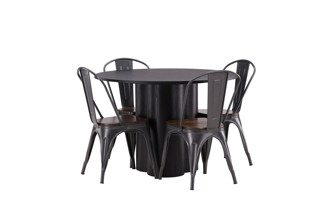 Venture Home OliviaDiningTable-Black/BlackVeneer+TempeDiningChair-Darkgrey/DarkBrownMDF_4