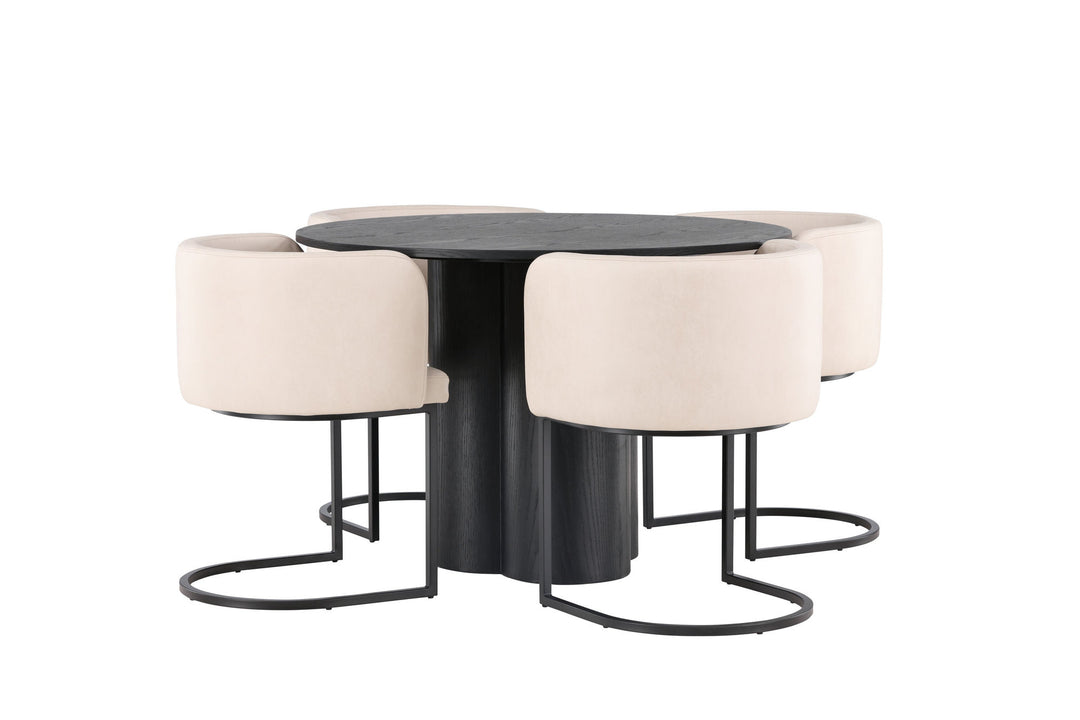 Venture Home OliviaDiningTable-Black/BlackVeneer+SimrishmanDiningChair-Black/BeigeTC-fabric_4