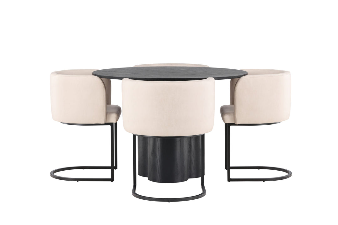 Venture Home OliviaDiningTable-Black/BlackVeneer+SimrishmanDiningChair-Black/BeigeTC-fabric_4