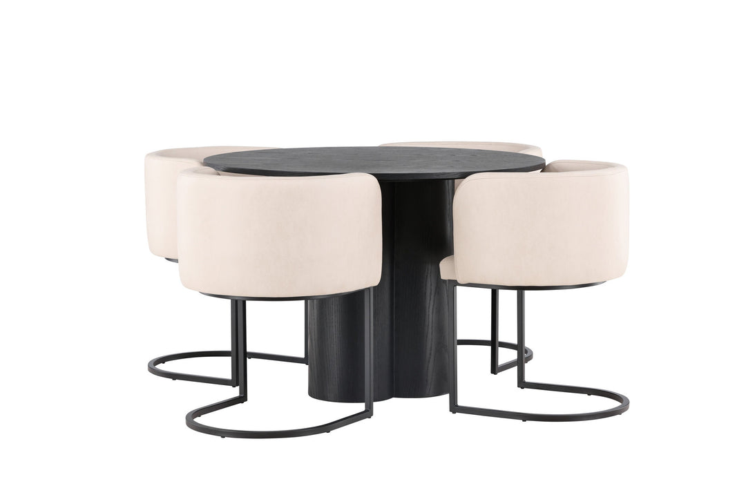 Venture Home OliviaDiningTable-Black/BlackVeneer+SimrishmanDiningChair-Black/BeigeTC-fabric_4