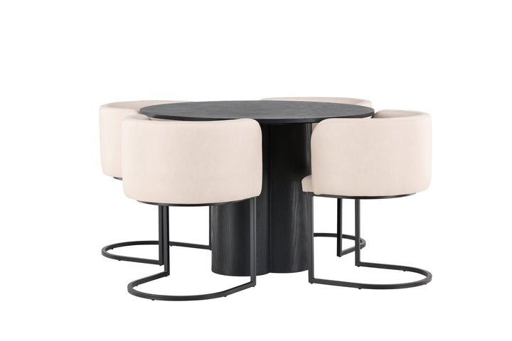 Venture Home OliviaDiningTable-Black/BlackVeneer+SimrishmanDiningChair-Black/BeigeTC-fabric_4