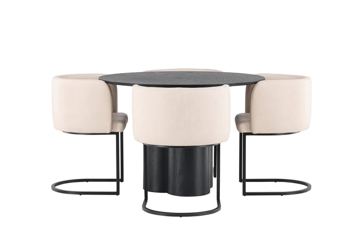 Venture Home OliviaDiningTable-Black/BlackVeneer+SimrishmanDiningChair-Black/BeigeTC-fabric_4