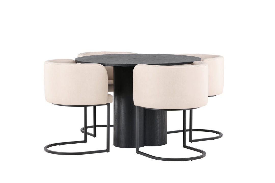Venture Home OliviaDiningTable-Black/BlackVeneer+SimrishmanDiningChair-Black/BeigeTC-fabric_4