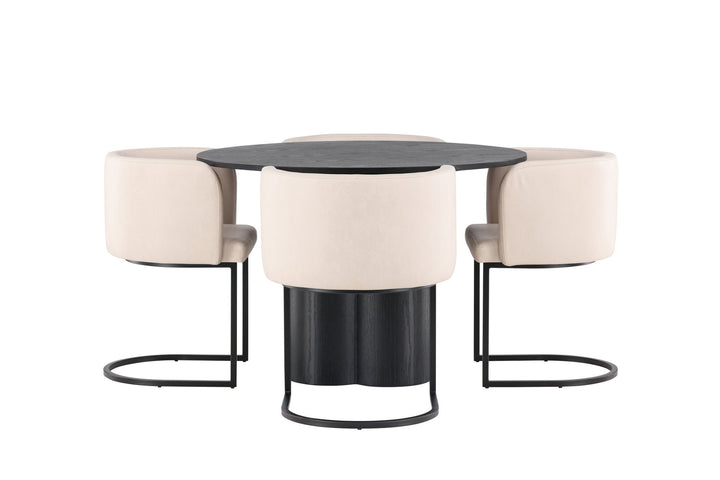 Venture Home OliviaDiningTable-Black/BlackVeneer+SimrishmanDiningChair-Black/BeigeTC-fabric_4