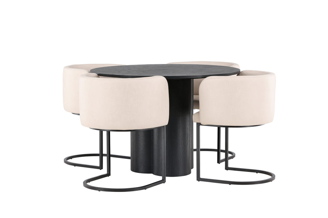 Venture Home OliviaDiningTable-Black/BlackVeneer+SimrishmanDiningChair-Black/BeigeTC-fabric_4