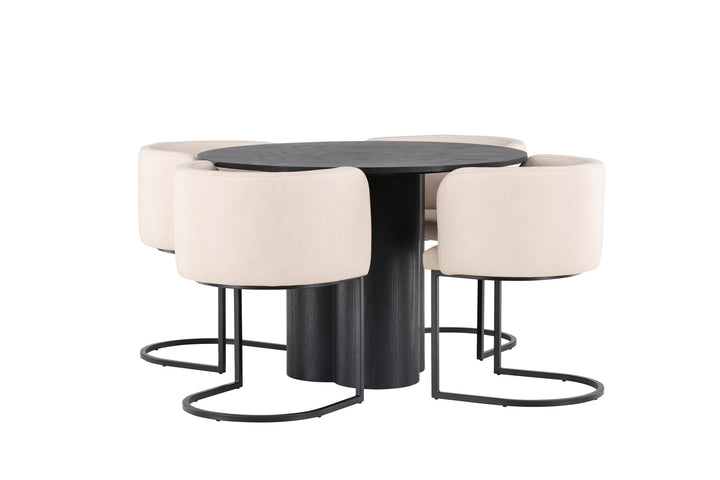 Venture Home OliviaDiningTable-Black/BlackVeneer+SimrishmanDiningChair-Black/BeigeTC-fabric_4