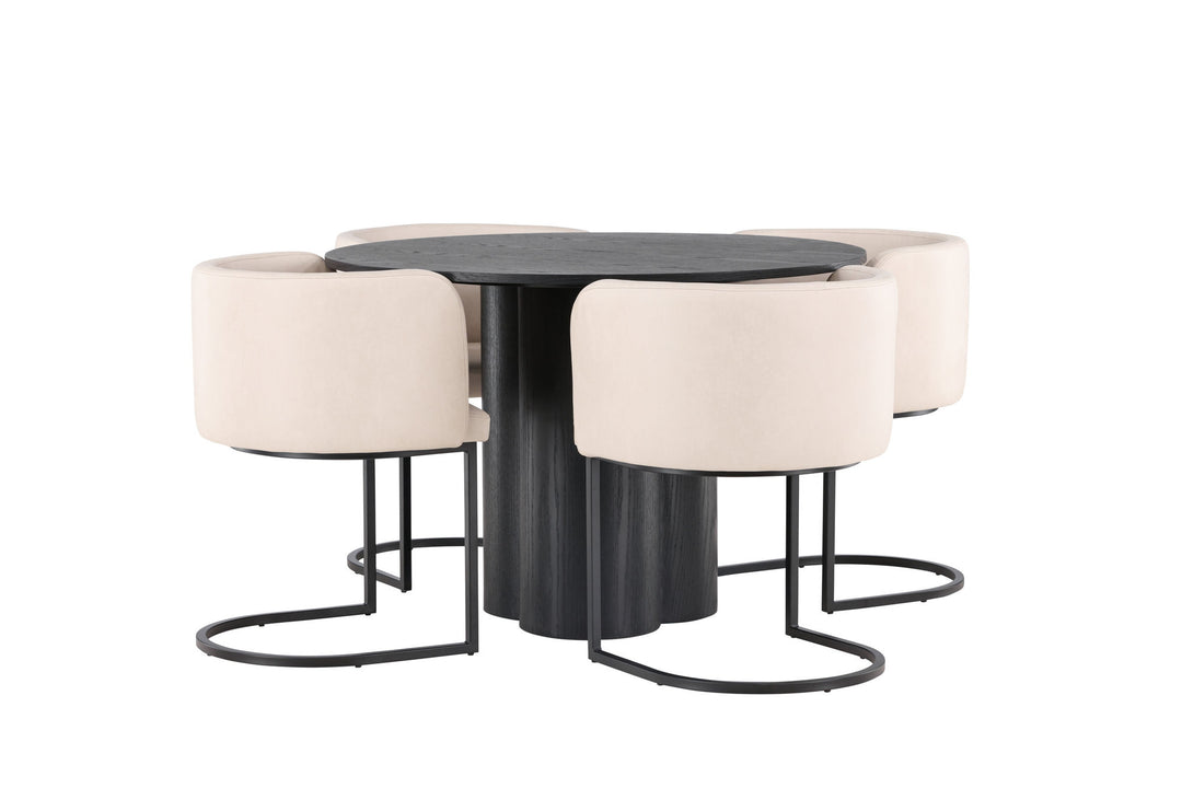 Venture Home OliviaDiningTable-Black/BlackVeneer+SimrishmanDiningChair-Black/BeigeTC-fabric_4