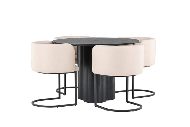 Venture Home OliviaDiningTable-Black/BlackVeneer+SimrishmanDiningChair-Black/BeigeTC-fabric_4