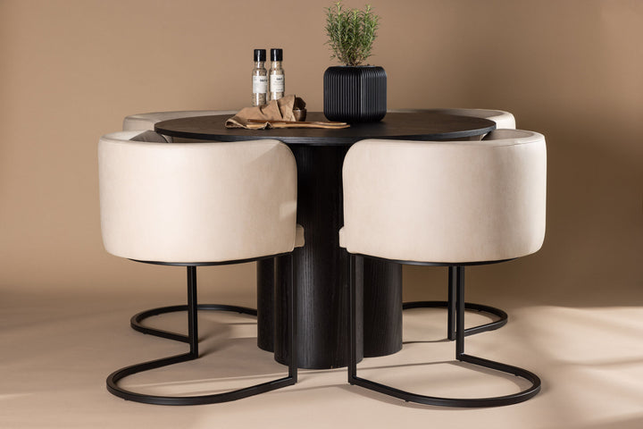 Venture Home OliviaDiningTable-Black/BlackVeneer+SimrishmanDiningChair-Black/BeigeTC-fabric_4