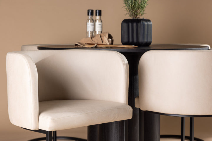 Venture Home OliviaDiningTable-Black/BlackVeneer+SimrishmanDiningChair-Black/BeigeTC-fabric_4