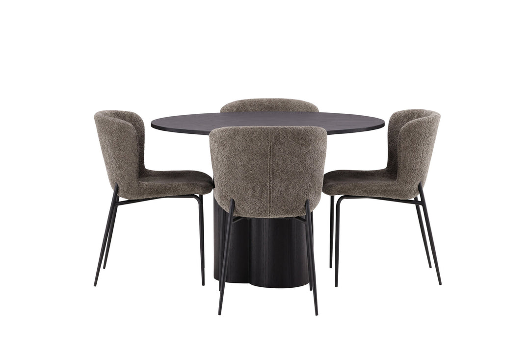 Venture Home OliviaDiningTable-Black/BlackVeneer+ModestoDiningChair-Grey/SmokedBlackBoucle_4