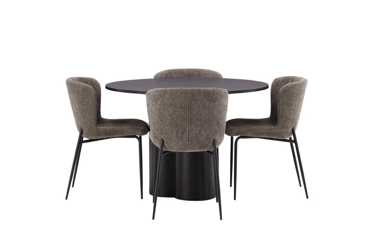 Venture Home OliviaDiningTable-Black/BlackVeneer+ModestoDiningChair-Grey/SmokedBlackBoucle_4