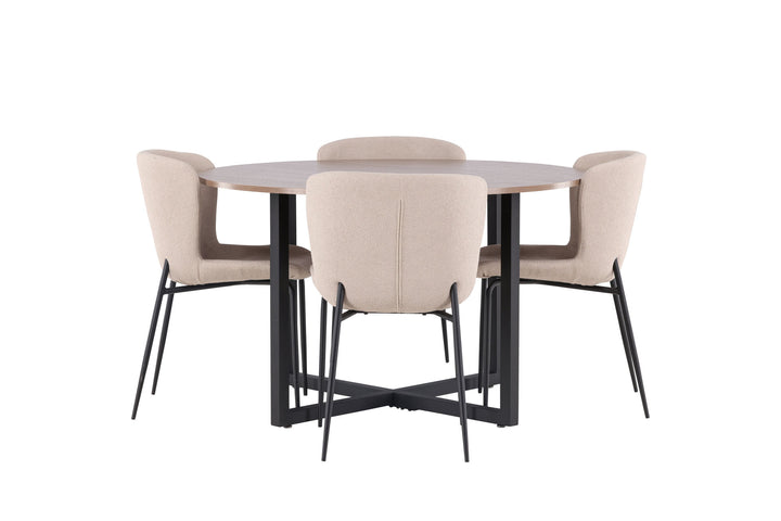 Venture Home Durango Dining Table - Black / Walnut MDF +Modesto Dining Chair - Grey / Smoked Black Boucle _4