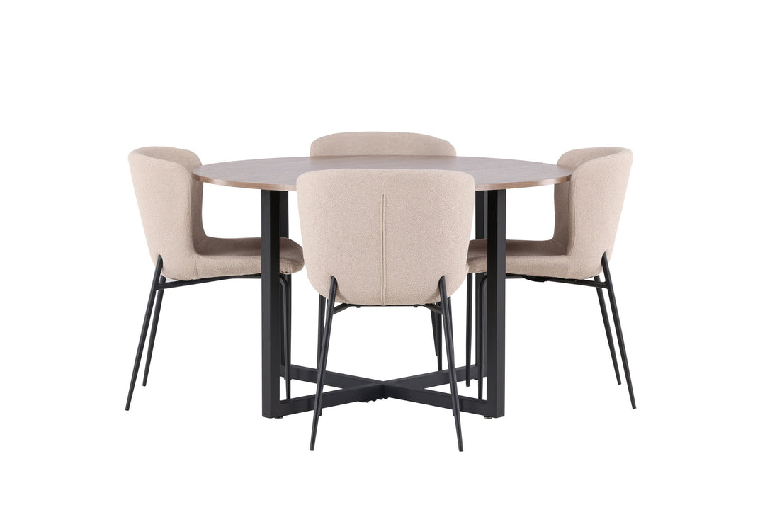 Venture Home Durango Dining Table - Black / Walnut MDF +Modesto Dining Chair - Grey / Smoked Black Boucle _4