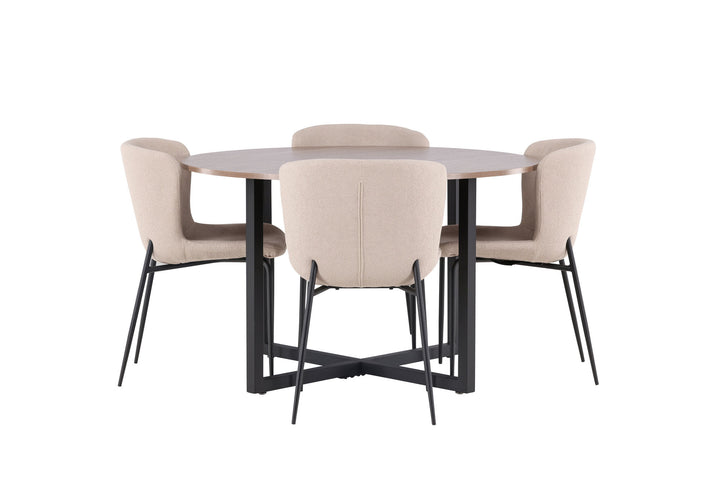 Venture Home Durango Dining Table - Black / Walnut MDF +Modesto Dining Chair - Grey / Smoked Black Boucle _4