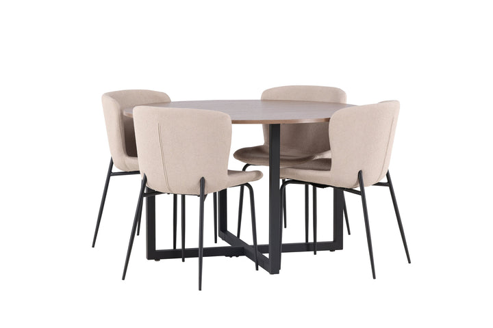 Venture Home Durango Dining Table - Black / Walnut MDF +Modesto Dining Chair - Grey / Smoked Black Boucle _4