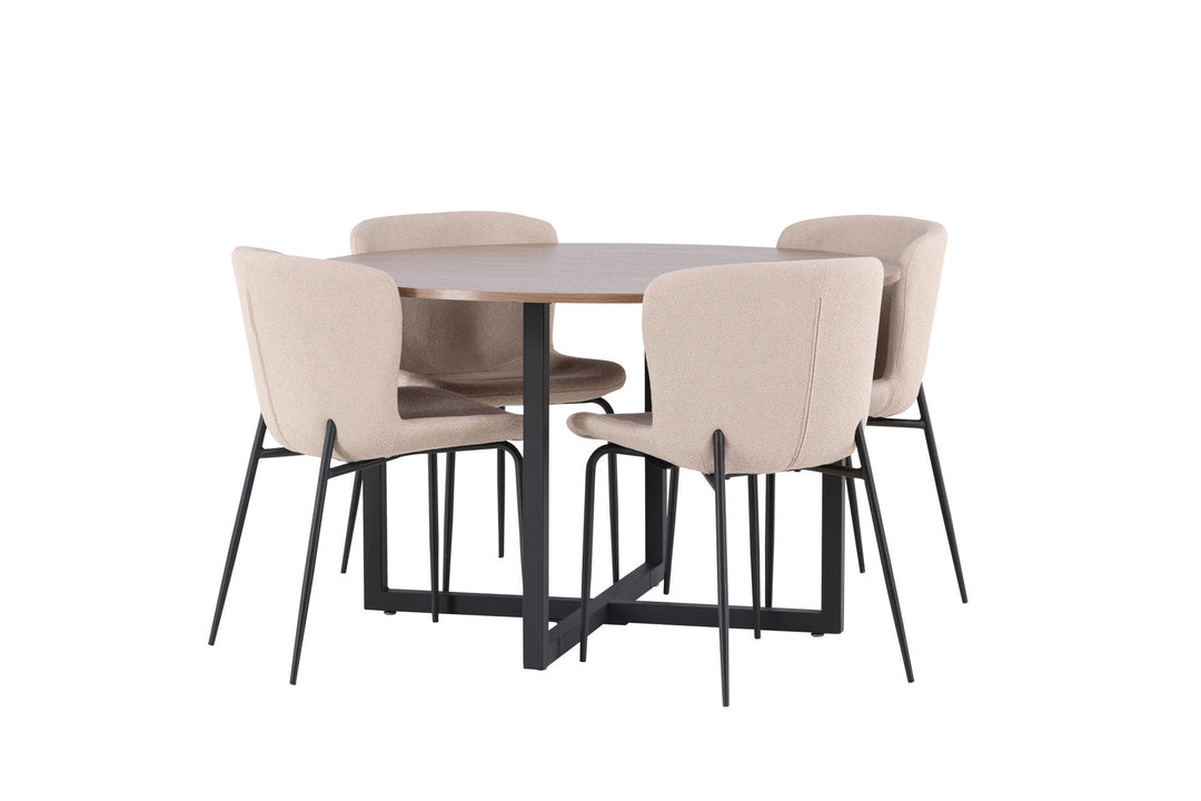 Venture Home Durango Dining Table - Black / Walnut MDF +Modesto Dining Chair - Grey / Smoked Black Boucle _4
