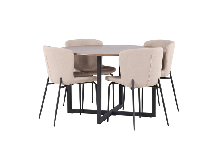 Venture Home Durango Dining Table - Black / Walnut MDF +Modesto Dining Chair - Grey / Smoked Black Boucle _4