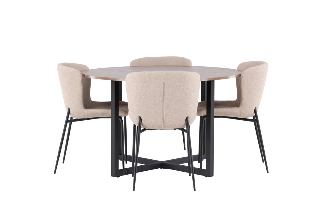 Venture Home Durango Dining Table - Black / Walnut MDF +Modesto Dining Chair - Grey / Smoked Black Boucle _4