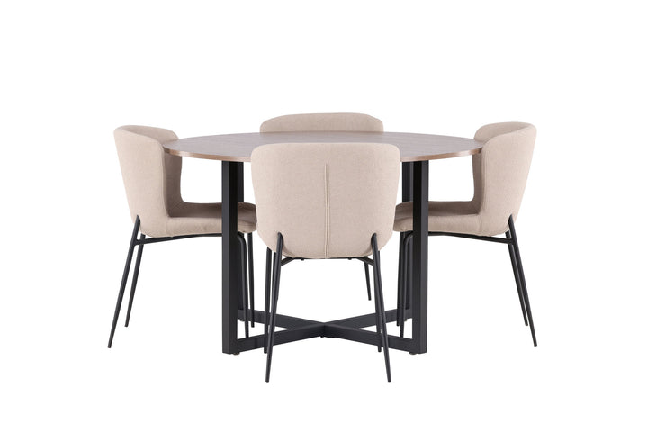 Venture Home Durango Dining Table - Black / Walnut MDF +Modesto Dining Chair - Grey / Smoked Black Boucle _4
