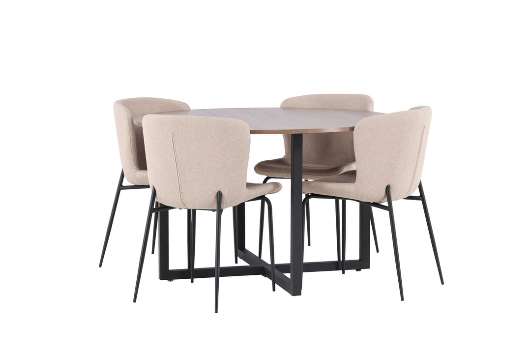 Venture Home Durango Dining Table - Black / Walnut MDF +Modesto Dining Chair - Grey / Smoked Black Boucle _4