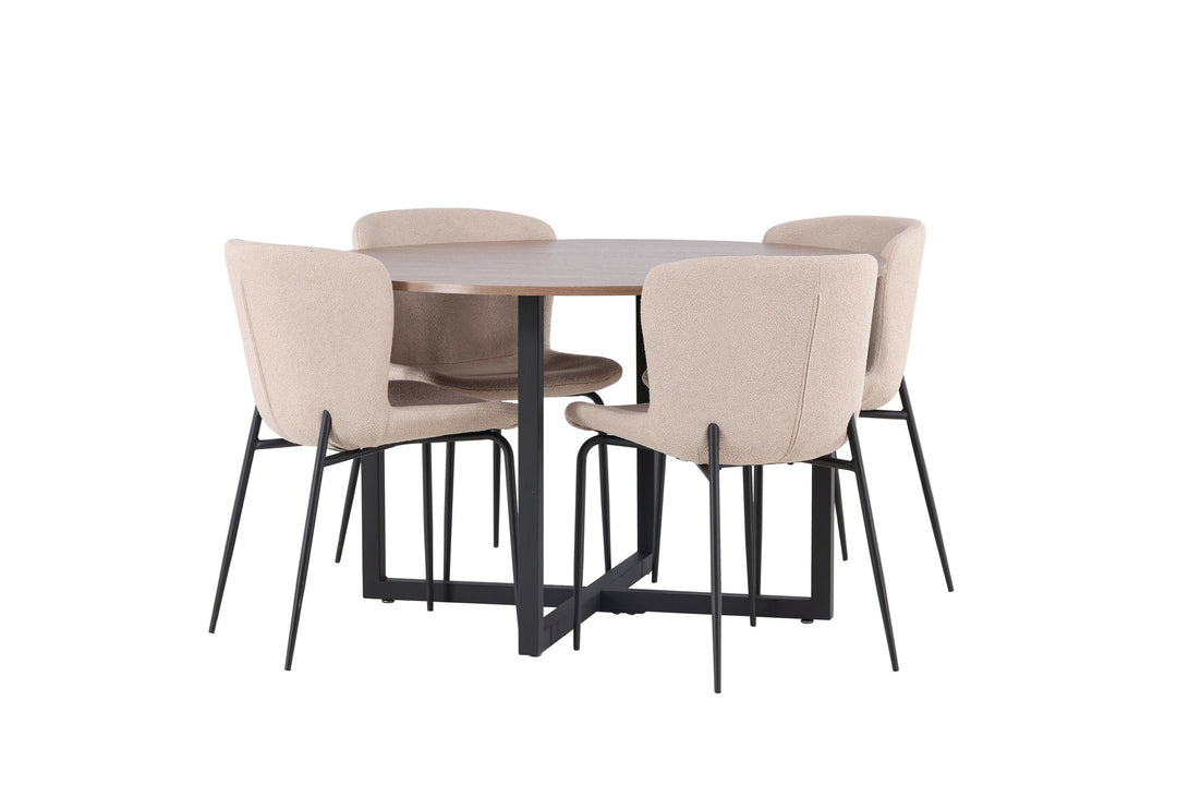 Venture Home Durango Dining Table - Black / Walnut MDF +Modesto Dining Chair - Grey / Smoked Black Boucle _4