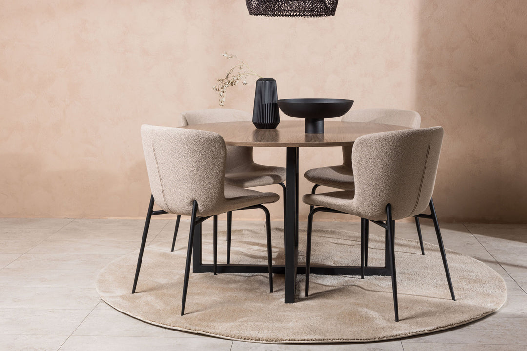 Venture Home Durango Dining Table - Black / Walnut MDF +Modesto Dining Chair - Grey / Smoked Black Boucle _4