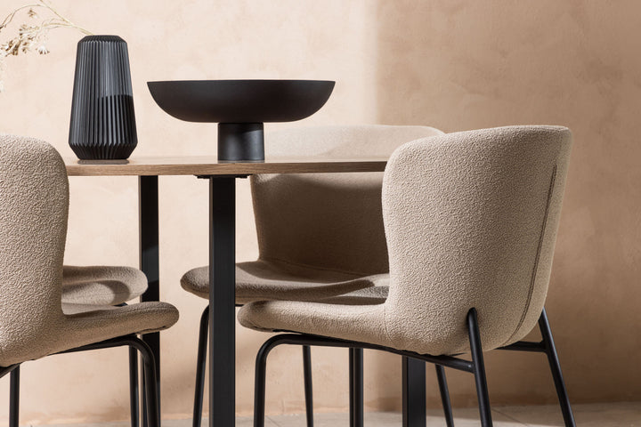 Venture Home Durango Dining Table - Black / Walnut MDF +Modesto Dining Chair - Grey / Smoked Black Boucle _4