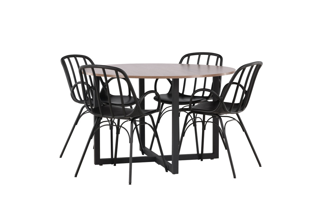Venture Home Durango Dining Table - Black / Walnut MDF +Dyrön Dining Chair - Black Polypropylene _4