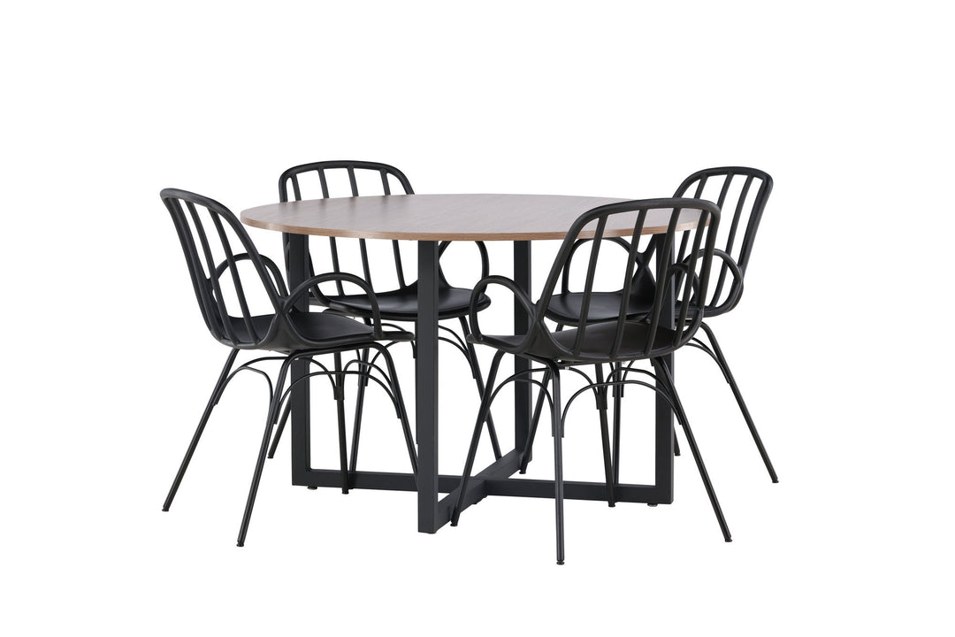 Venture Home Durango Dining Table - Black / Walnut MDF +Dyrön Dining Chair - Black Polypropylene _4