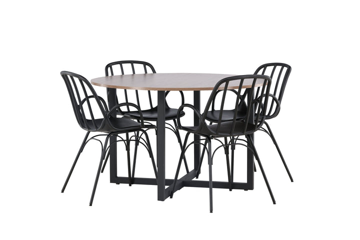 Venture Home Durango Dining Table - Black / Walnut MDF +Dyrön Dining Chair - Black Polypropylene _4