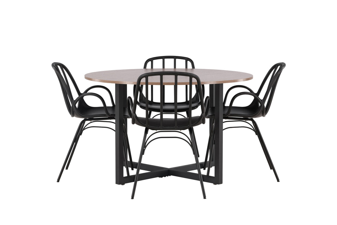 Venture Home Durango Dining Table - Black / Walnut MDF +Dyrön Dining Chair - Black Polypropylene _4