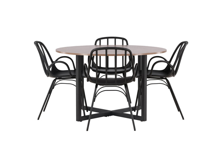 Venture Home Durango Dining Table - Black / Walnut MDF +Dyrön Dining Chair - Black Polypropylene _4
