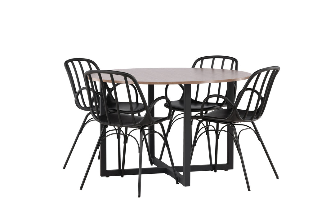 Venture Home Durango Dining Table - Black / Walnut MDF +Dyrön Dining Chair - Black Polypropylene _4