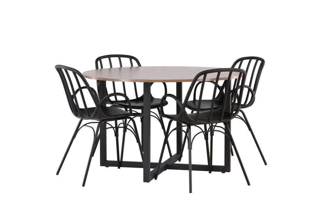Venture Home Durango Dining Table - Black / Walnut MDF +Dyrön Dining Chair - Black Polypropylene _4