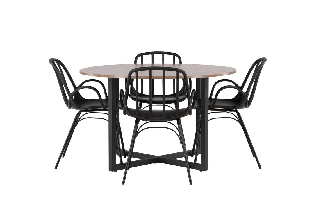 Venture Home Durango Dining Table - Black / Walnut MDF +Dyrön Dining Chair - Black Polypropylene _4