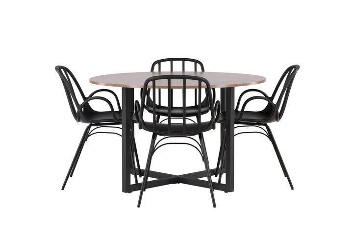 Venture Home Durango Dining Table - Black / Walnut MDF +Dyrön Dining Chair - Black Polypropylene _4