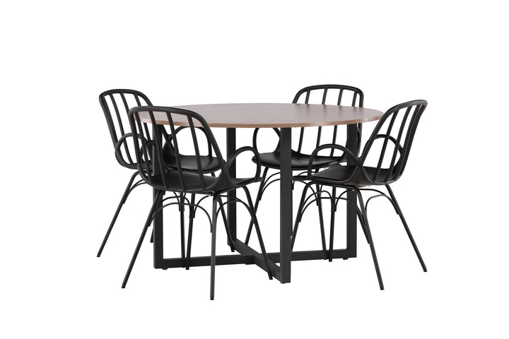 Venture Home Durango Dining Table - Black / Walnut MDF +Dyrön Dining Chair - Black Polypropylene _4